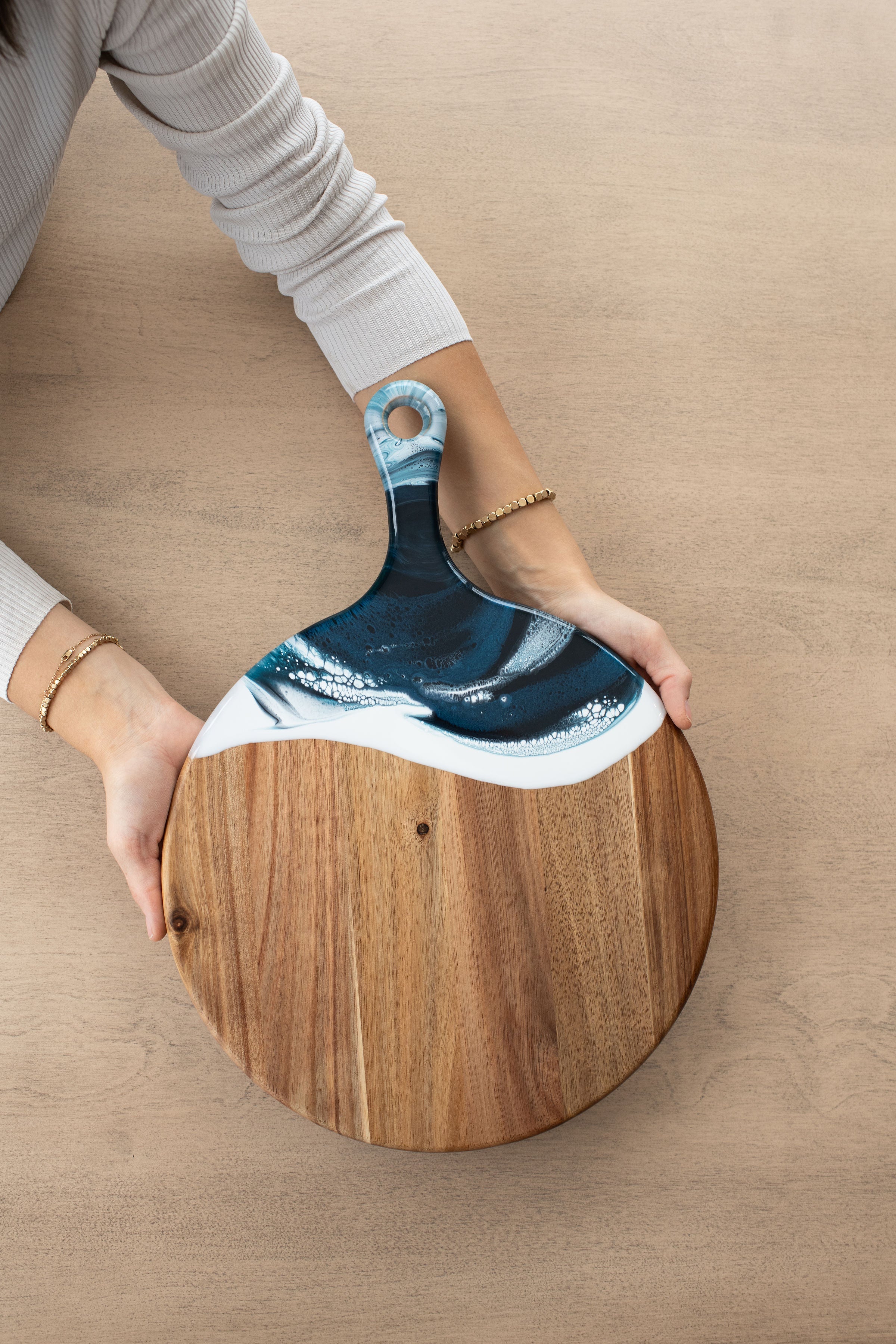 Round Cheese Paddle Acacia Boards