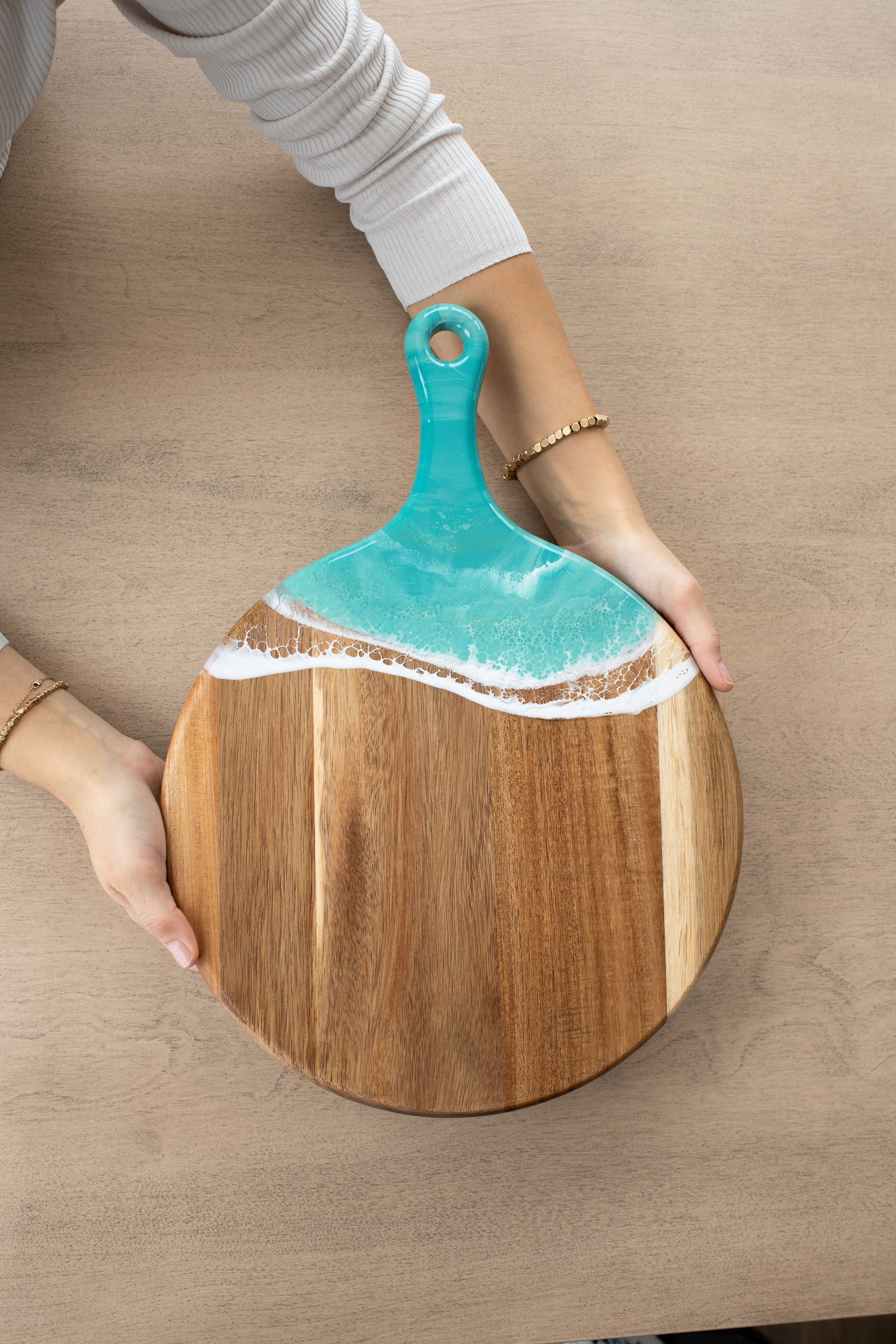 Round Cheese Paddle Acacia Boards