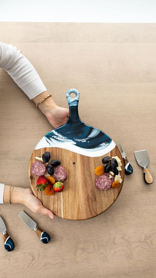 Round Cheese Paddle Acacia Boards